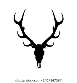 vector deer skull with horns, Deer antlers silhouette	