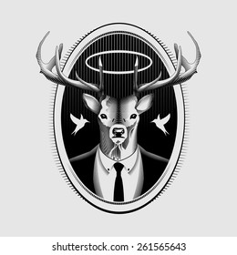 Vector deer in suit