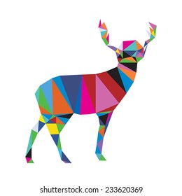 Vector deer in triangle style. From set