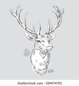 Vector deer . Vintage . Vector illustration for greeting card, poster, or print on clothes.
