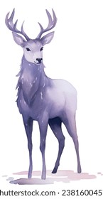 Vector deer, watercolor illustration, clipart, pastel colors