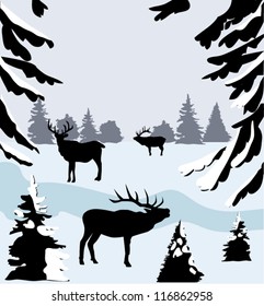 vector deer in the woods