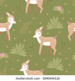 Vector vectorial. Animales de dibujos animados sobre un fondo verde. Elemento plano para su diseño, patrón