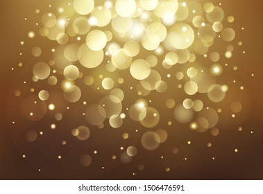 Vector defocused bokeh lights. Golden vintage Christmas background.