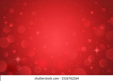 Vector defocused bokeh lights. Red abstract background with glitter lights and stars.