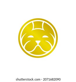 diseño vectorial, logotipo combinado de la cabeza del bulldog y la moneda.