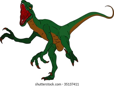 vector - Deinonychus attacking - isolated on background