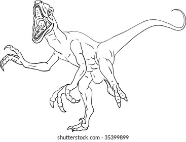 vector - Deinonychus attacking - isolated on background