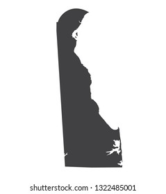 Vector Delaware Map silhouette. Isolated vector Illustration. Black on White background.