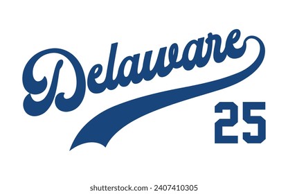 Diseño de tipografía de texto de Vector Delaware para la chaqueta de casquillo de béisbol de capucha de camiseta y otros usos vectoriales