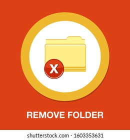 Vector Delete Or Remove Folder Isolated Icon - Directory Data Error Illustration