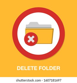 Vector Delete Or Remove Folder Isolated Icon - Directory Data Error Illustration