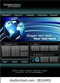 VECTOR Delicate Business web site template with blue design elements