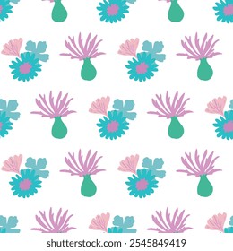 Vector Delicate Flowers Seamless Pattern