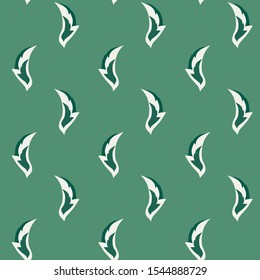 Vector Delicate Folk Rose Leaves on Green seamless pattern background.