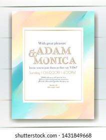 Vector delicate invitations with abstract background for wedding, marriage, bridal shower, birthday, Valentine's day. Invitation template