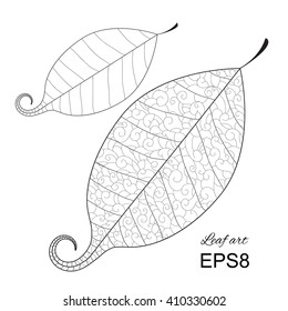 Vector delicate macro leaf venation isolated silhouette. Leaf closeup, leaf logo, leaf deco, leaf vein, leaf shape, leaf object, swirl leaf, detail leaf, leaf isolated.
