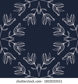 Peony Delicado vectorial deja mosaicos en un fondo de patrón sin fisuras.