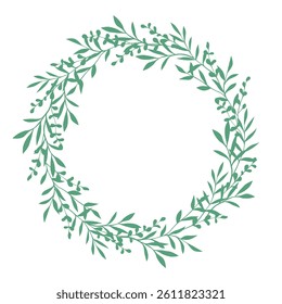 Vector delicate romantic floral frame with leaves and branches, decorative element for your greeting, wedding invitation on white background