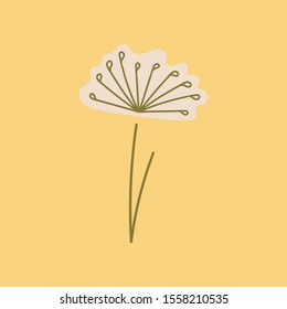 Vector Delicate stylized dandelion flowers. Doodle logo outline design illustration isolated.