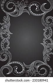 Vector delicate white frame on a gray background