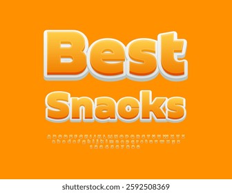 Vector Delicious badge Best Snacks. Classic Yellow Font. Artistic Alphabet Letters, Numbers and Symbols