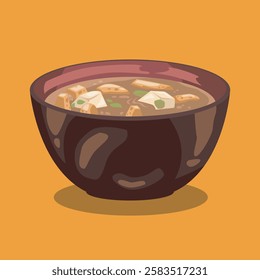 vector of delicious bowl of tofu and fish soup

