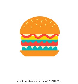 Vector delicious burger icon on white background