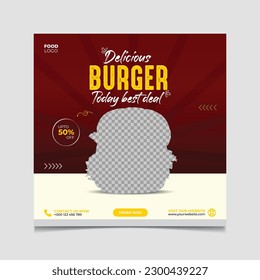 Vector delicious burger today best deal and flyer template