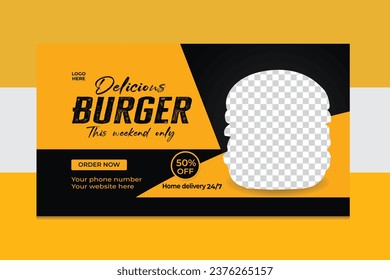 

Vector Delicious Burger web banner postela y diseño promocional