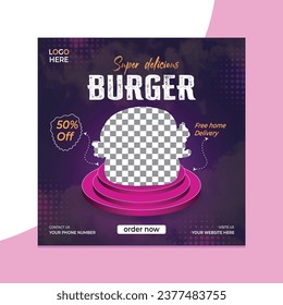 
Vector Delicious Burger web banner post template and promotional Design