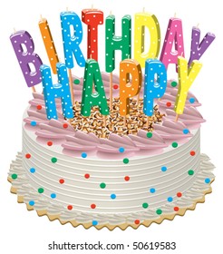 vector delicious cake birthday candles