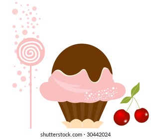 Vector Delicious Cherry Ice Cream Dessert