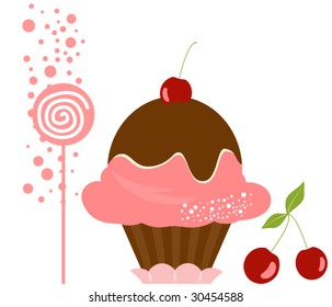Vector Delicious Cherry Ice Cream Dessert