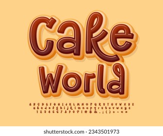 Vector delicious concept Cake World.  Funny Donut Font. Sweet Alphabet Letters and Numbers