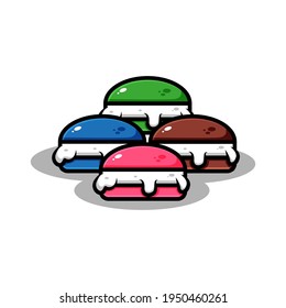 diseño de ilustración de pastel de crema deliciosa vectorial. La deliciosa tarta crema con un contorno es apta para pegatinas, íconos, mascotas, logos, imágenes prediseñadas y otros propósitos gráficos