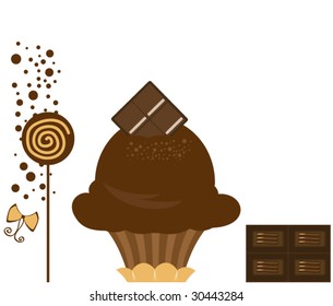 Vector Delicious Dark Chocolate Ice Cream Dessert