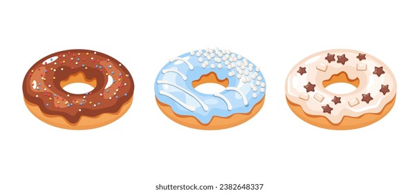 Donuts vectoriales deliciosos con varios topes