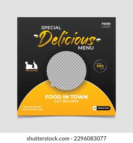 Vector delicious food menu biryani social media template