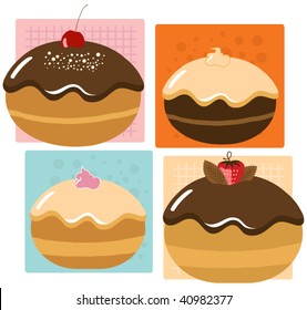 Vector Delicious Hanukkah Donuts Set