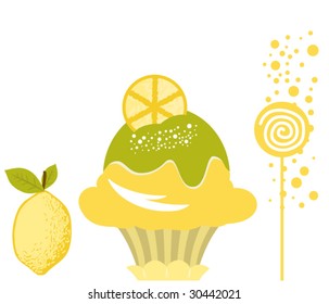 Vector Delicious Lemon Ice Cream Dessert