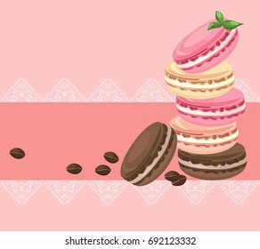Vector delicious macaroons card for menus, invitation, party