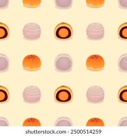 Vector delicious mooncake and yolk pastry of mid autumn festival