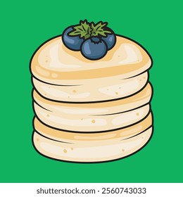 vector delicious pancakes with blueberries on top
