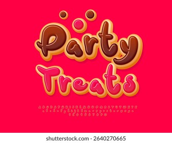 Vector Delicious poster Party Treats. Tasty Donut Font. Sweet Cake Alphabet Letters and Numbers set.