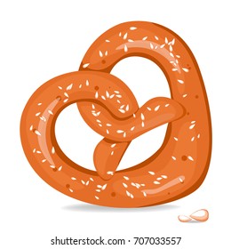 Vector delicious pretzel cartoon isolated on white background.