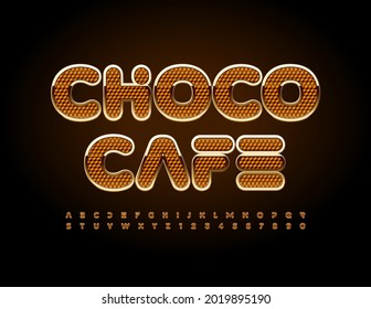 Vector Delicious Sign Choco Cafe. Luxury Creative Font. Stylish Modern Alphabet Letters And Numbers Set