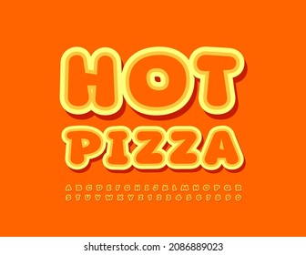 Vector delicious Sign Hot Pizza. Funny Bright Font. Creative Alphabet Letters and Numbers set