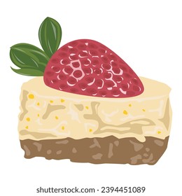 vector delicious strawberry cheese cake. dessert food vector