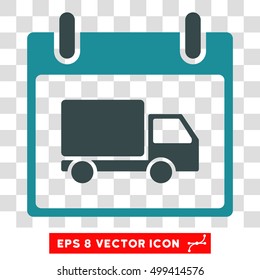 Vector Delivery Car Calendar Day EPS vector icon. Illustration style is flat iconic bicolor soft blue symbol on a transparent background.